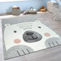 Kids Rug with Cute Animals on a Hot Air Balloon Ride in Pastel, Size: 2'8" x 4'11"