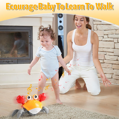 Crawling Crab Baby Toy Infant: Tummy Time Toys for Babies 3 6 9 12 18 24 36 Months, Walking Dancing Sensing Crab for Toddler 1 2 3 4 Year Old, 1st Music Birthday Gifts for Boys Girls