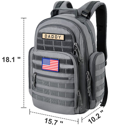 SHARKMOUTH Diaper Bag Backpack for Dad and Mom, Military Molle diaper Pack with Insulated Bottle Holders and Wipe Pocket