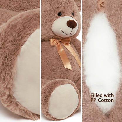 Tezituor 59" Gaint Teddy Bear Stuffed Animal,5ft Life Size Big Teddy Bears,Light Brown Cute Soft Plush Toy,Gifts for Kids Girls Boys Girlfriend Valentine,Christmas,Birthday,Baby Shower,Wedding Party