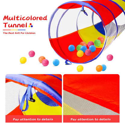 PigPigPen Pop Up Play Tunnel Tent for Toddlers Babies or Dogs, Indoor & Outdoor Toys for Kids Backyard Playset. (Red,Yellow,Blue)