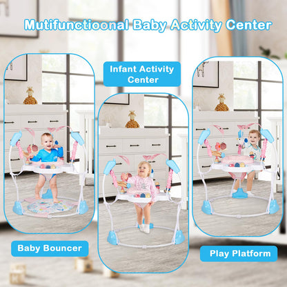 Baby Activity Center, Infant Jumpers and Bouncers with Music, Lights, Infant Toys, 360°Rotating Seat, 3 Adjustable Heights, Baby Play and Learning Center for 6+ Months