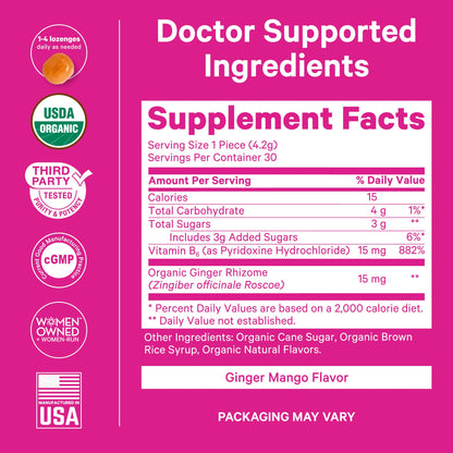 Pink Stork Organic Peppermint Sweets for Morning Sickness and Motion Sickness Support, Added Vitamin B6, 1st Trimester Pregnancy Must Haves - 30 Wrapped Peppermint Candies