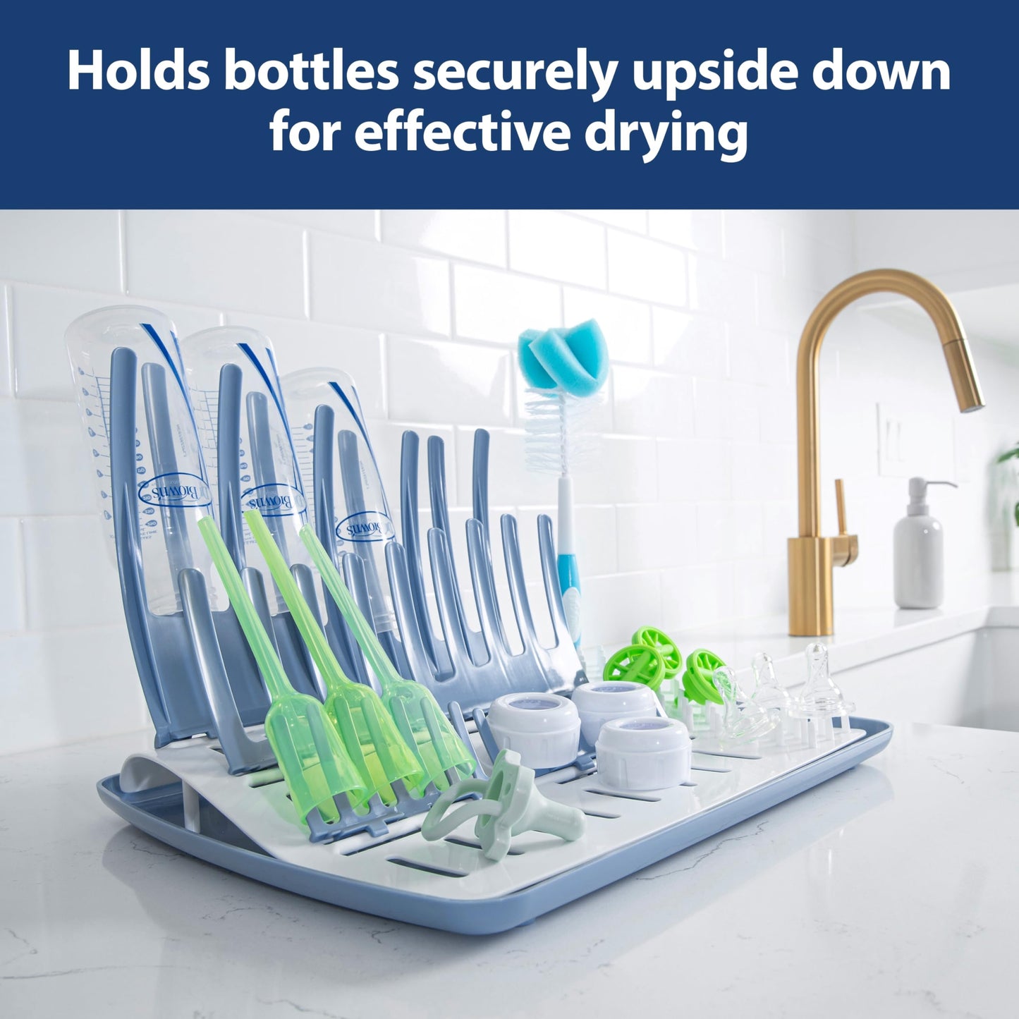 Dr. Brown's Folding Baby Bottle Drying Rack for Easy Storage, Dry Nipples, Pacifiers and Other Baby Essentials, BPA-free