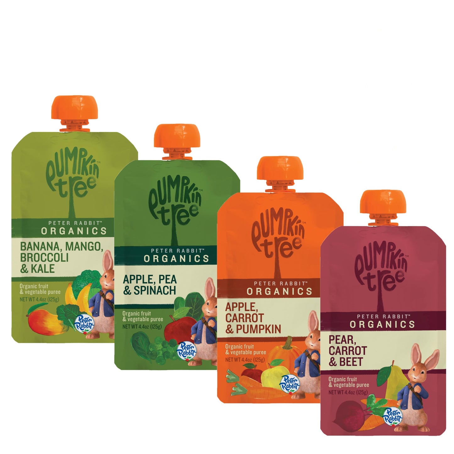 Peter Rabbit Organics Fruit Vegetable, Squeezable Pouches, 4 Ounce (Pack of 18)