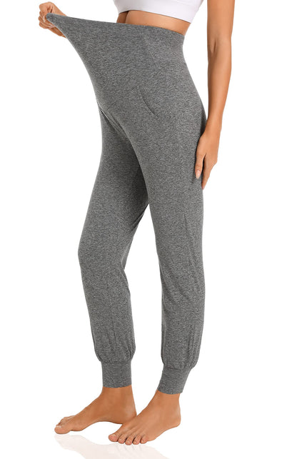 V VOCNI Women's Maternity Pants Maternity Activewear Jogger Track Cuff Sweatpants Over The Belly Stretchy Pregnancy Pants