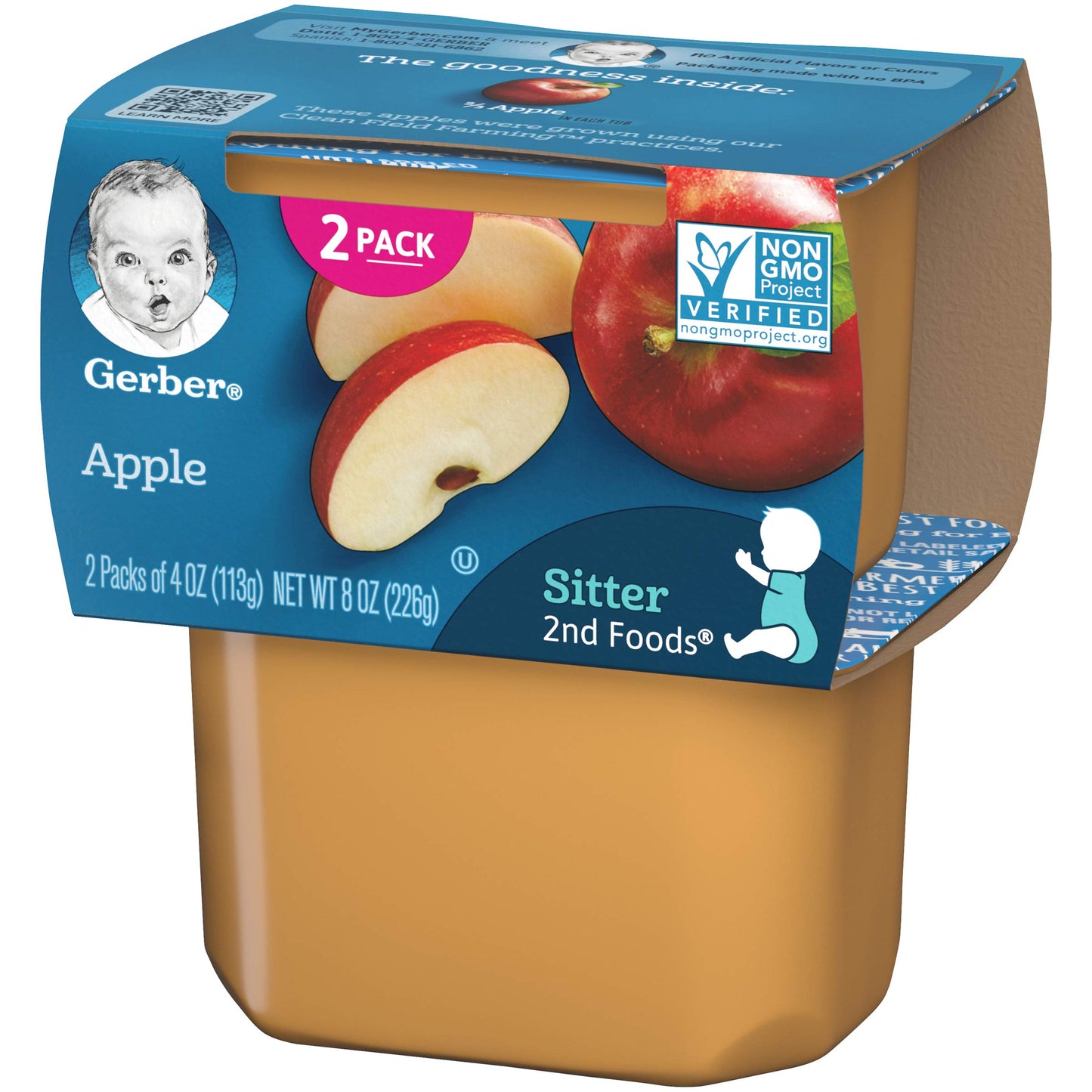 Gerber 2nd Food Baby Food Green Bean Puree, Natural & Non-GMO, 8 Ounce, 2 Count (Pack of 8)