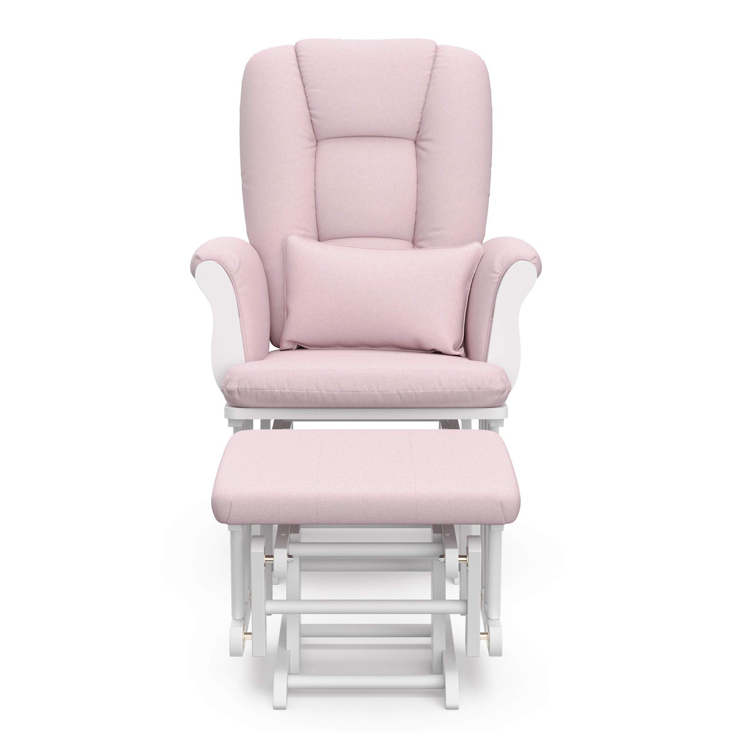 Storkcraft Tuscany Custom Glider and Ottoman with Free Lumbar Pillow (White/Slate Gray Swirl) - Cleanable Upholstered Comfort Rocking Nursery Chair with Ottoman