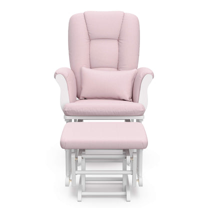 Storkcraft Tuscany Custom Glider and Ottoman with Free Lumbar Pillow (White/Slate Gray Swirl) - Cleanable Upholstered Comfort Rocking Nursery Chair with Ottoman