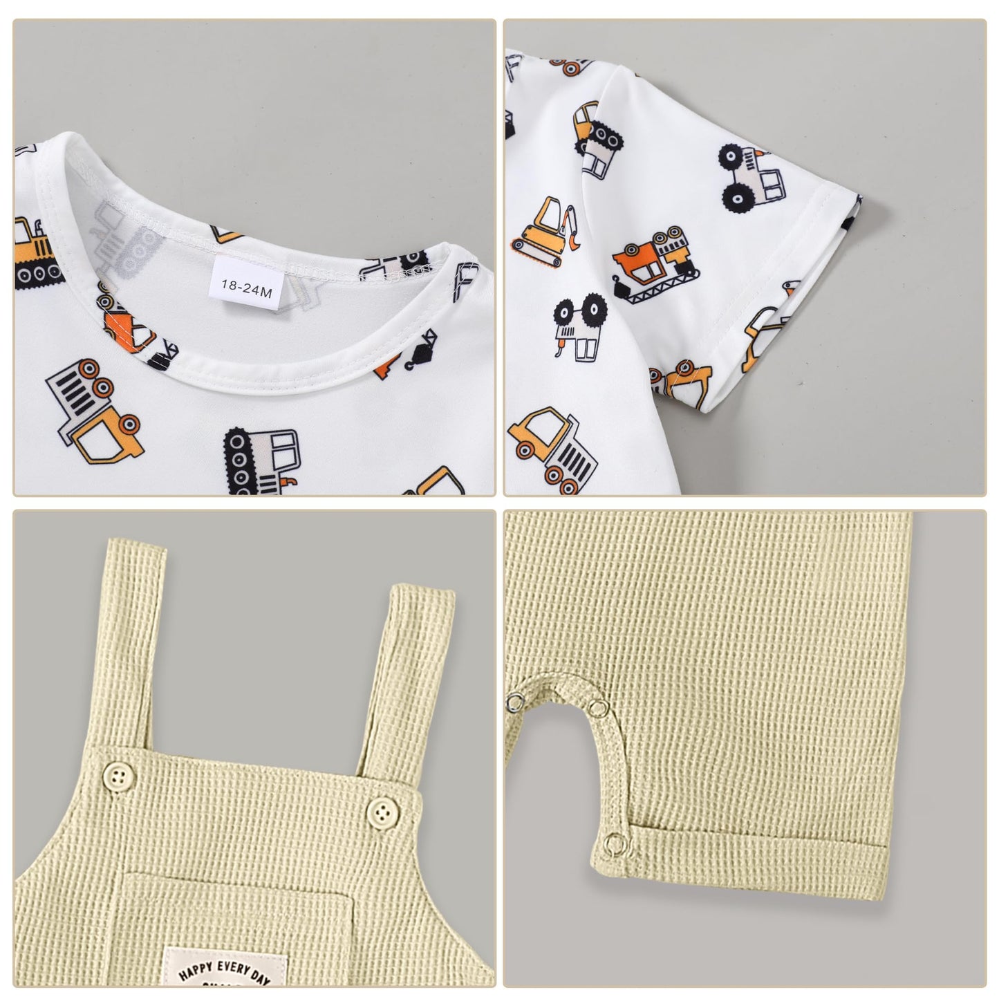 ZOEREA Toddler Baby Boys Clothes Summer Outfit Stripe T-Shirt and Shortall Romper Set Cute Jumpsuit Solid Color 6M-4T