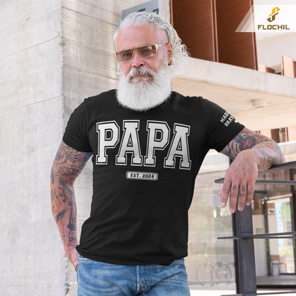 FLOCHIL Personalized Fathers Day Shirts with Kids Name, Custom Dad Shirts for Men, Gifts for Dad, Fathers Day, Christmas