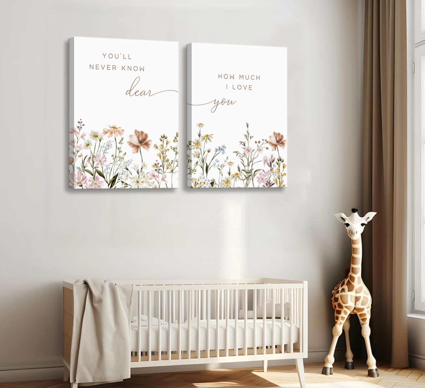 libitea 2 Pcs Wildflower Nursery Wall Art Flower Botanical Sentence Poster Painting Picture Wall Decor Boho Girl Nurseries PrintArtwork for Nursery Baby Room Living Room Bedroom Home Decoration