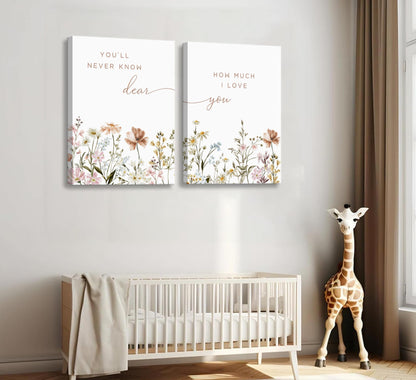 libitea 2 Pcs Wildflower Nursery Wall Art Flower Botanical Sentence Poster Painting Picture Wall Decor Boho Girl Nurseries PrintArtwork for Nursery Baby Room Living Room Bedroom Home Decoration