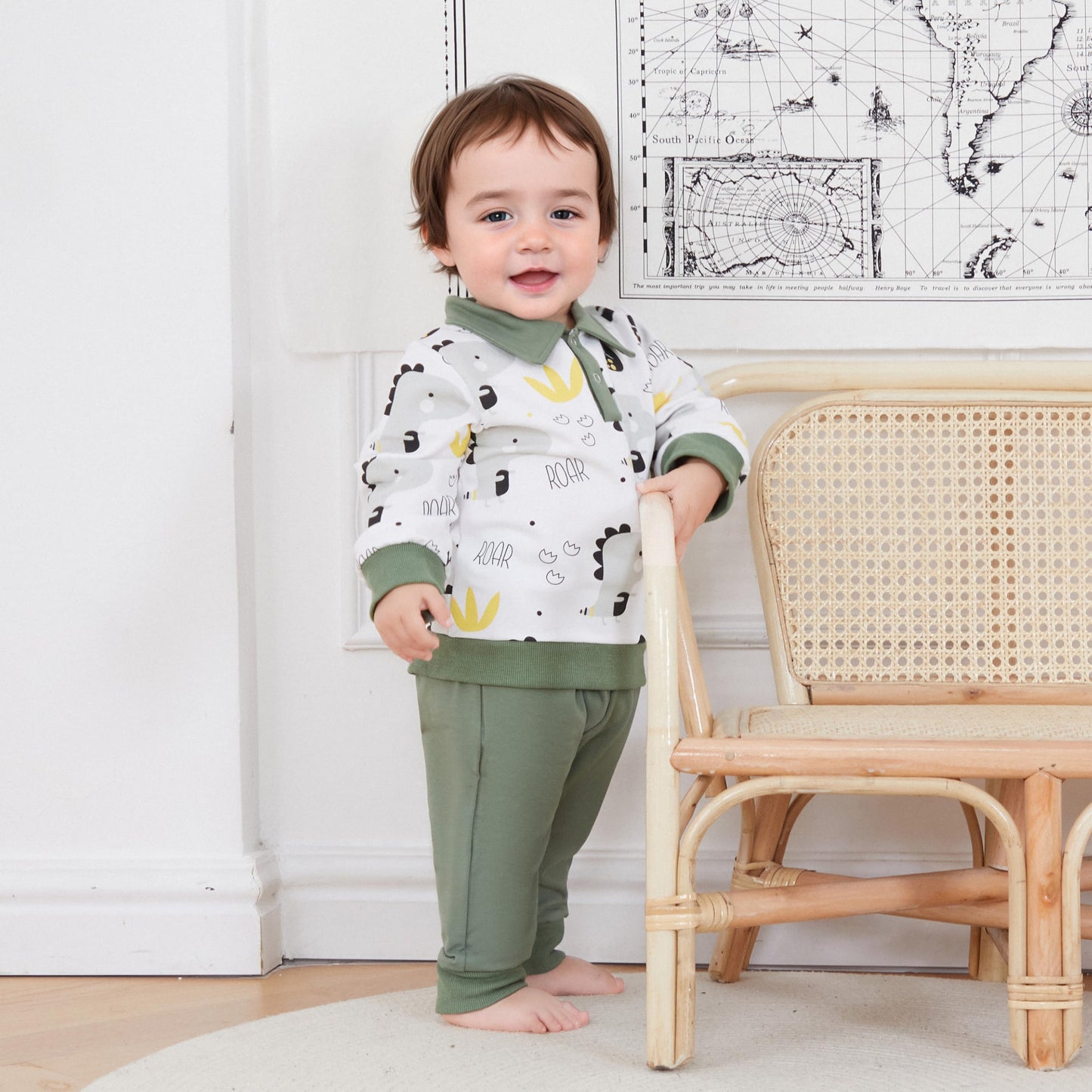 MA&BABY Toddler Boys Clothes Dinosaur Print 6 12 18 24 Months 3T 4T Outfits Long Sleeve Pullover Jogger Pant 2PC Sets