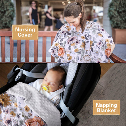 Rquite Car Seat Cover Baby, Carseat Covers Baby Boy, Minky Infant Car Seat Cover Winter, Peekaboo Opening Car Seat Canopy, Multi-use Baby Carrier, Stroller, Nursing Cover, Minky Blanket, Dinosaur