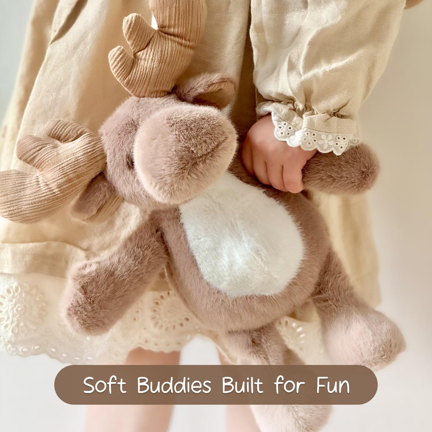 Moonkie Hug & Go™ Reindeer Toddler Backpack – Soft Plush Bag with Take-Along Toy for Kids Aged 2–4 | Ideal for Daycare | Travel & Birthday Gifts