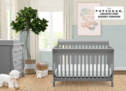 Delta Children Simmons Kids Carter 6-in-1 Convertible Crib - Greenguard Gold Certified, Black Ebony