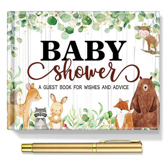 27 Pcs Butterfly Floral Baby Shower Guest Book Set Baby Shower Sign in Guest Floral Book Place Table Cards with Gold Pen Adhesive Photo Corner for Birthday Party