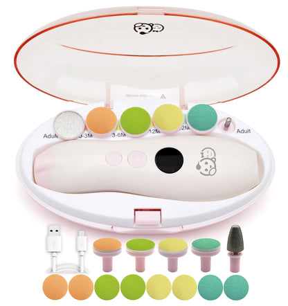 Baby Nail Trimmer 21 in 1, Usage Labeled Case & 13 Extra Replacement Tools, Royal Angels Baby Electric Nail File, Baby Nail Care, Nail Clipper Newborn Toddler Toes & Fingernails Nail Kit (Blue)