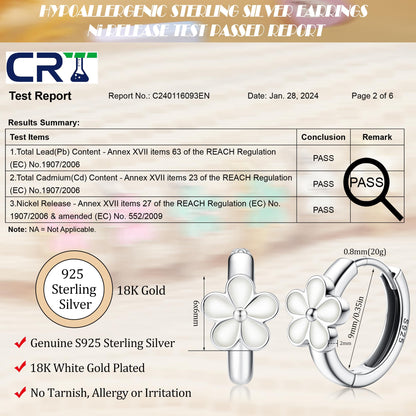 MILACOLATO 925 Sterling Silver Small Hoop Earrings Toddler 18K Gold Plated Huggie Hoop Earrings Daisy Flower Hoop Earrings for Women Hypoallergenic Earrings for Sensitive Ears