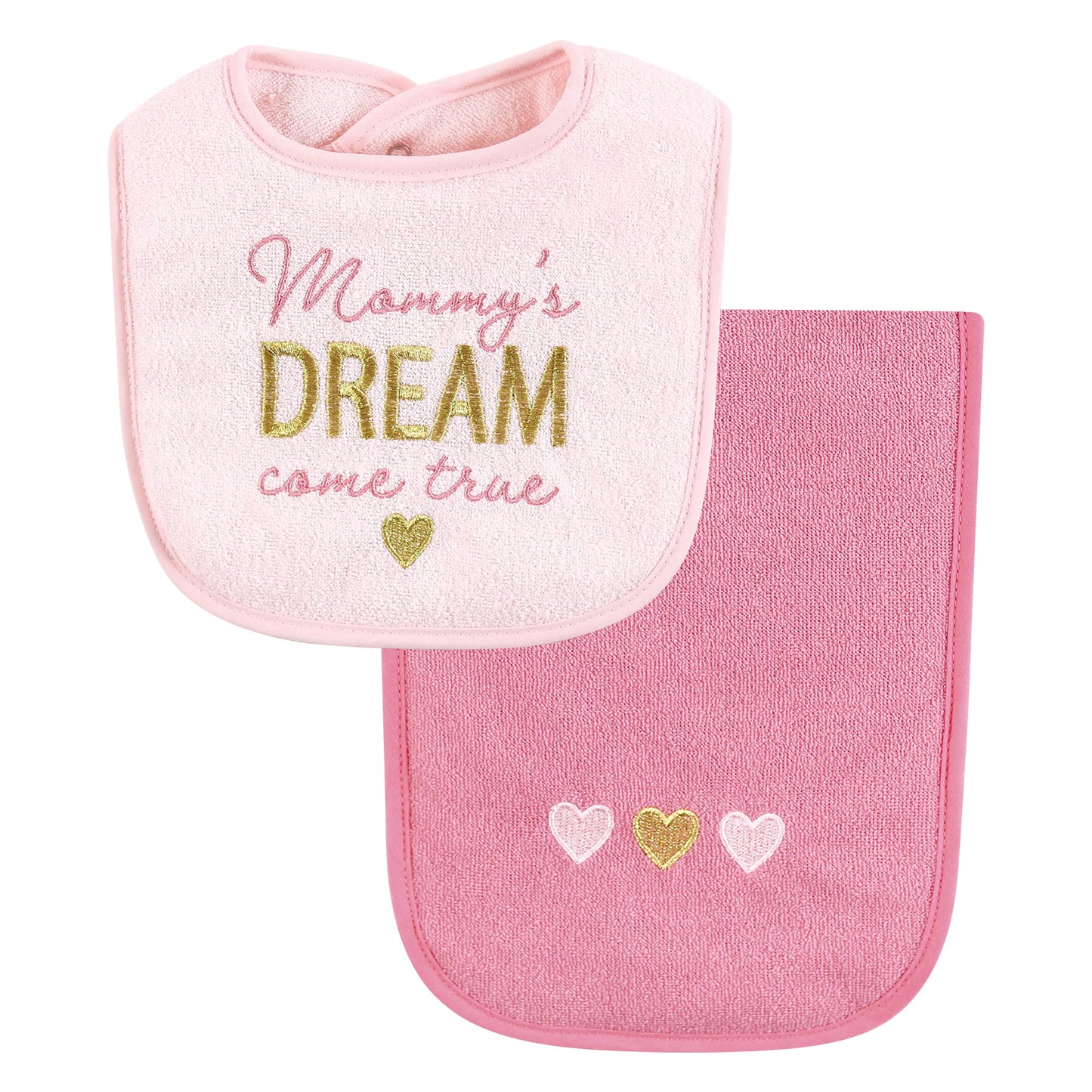 Hudson Baby Unisex Baby Cotton Terry Bib and Burp Cloth Set, Dinner Date, One Size