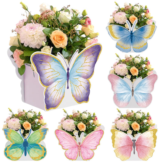 Fuutreo 6 Pcs Butterfly Centerpieces for Baby Shower, Birthday, Tea Party Favors, Tables Decor, Themed Party Supplies, Wedding Decorations