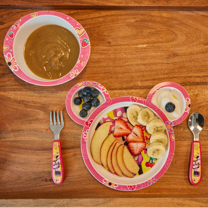 The First Years Bluey 4-Piece Place Setting - BPA Free Dishwasher Safe Toddler Dinnerware Set with Divided Plate, Bowl, Fork, Spoon - Multicolor