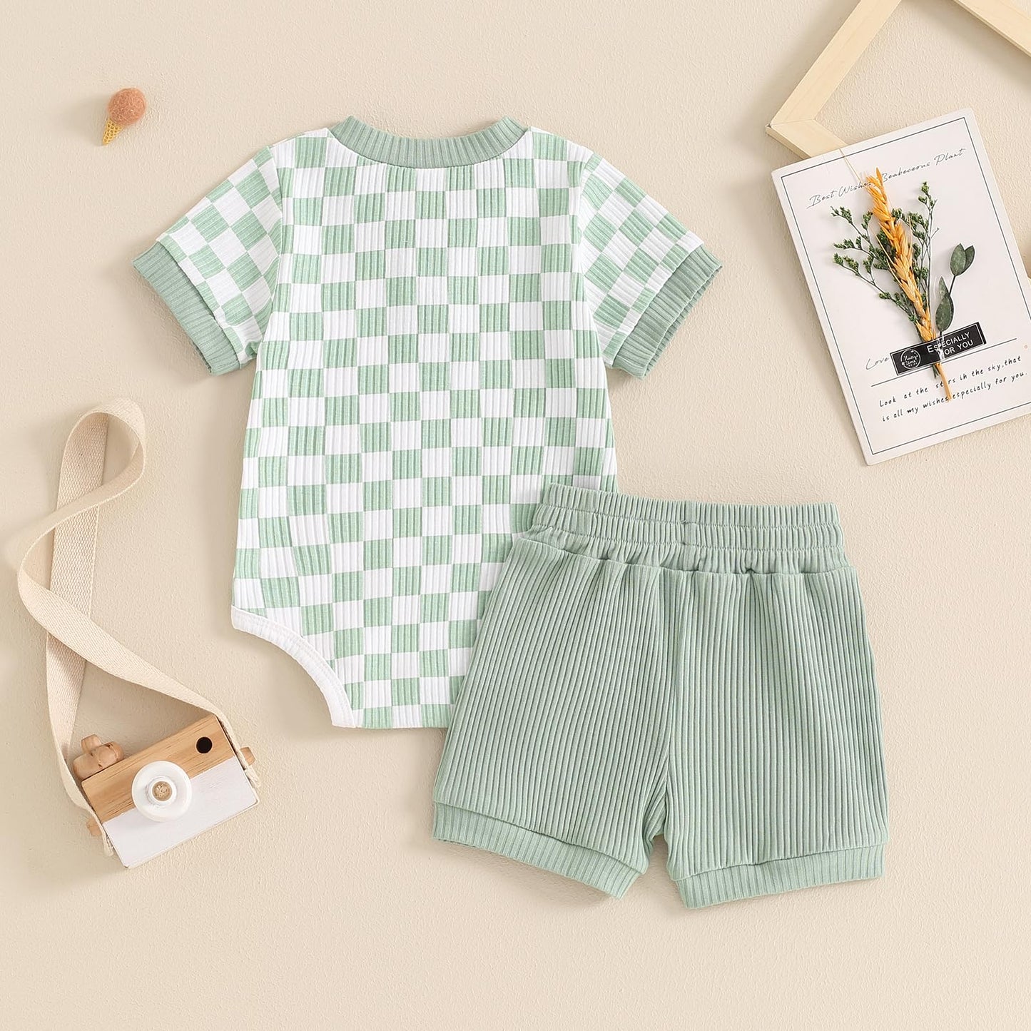 Newborn Baby Boy Girl Clothes 3 6 9 12 18 Months Ribbed Knit Short Sleeve Romper Shorts Set Infant Summer Outfits