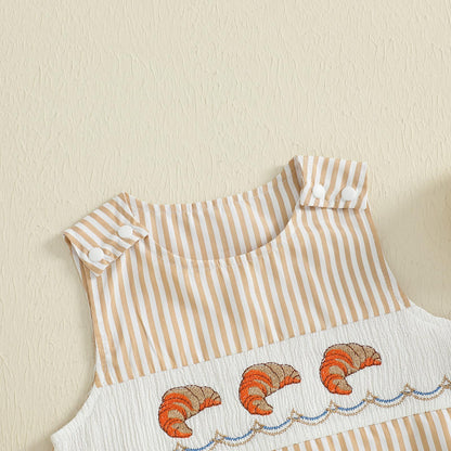 Baby Girl Pumpkin Embroidery Jumpsuit Halloween Sleeveless Round Neck Plaid Tank Romper