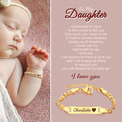 Custom Birthstone Name Bracelet – 18K Gold Plated – Personalised Baby & Toddler Jewellery – Ideal Birthday, Baptism & Parent-Child Gifts