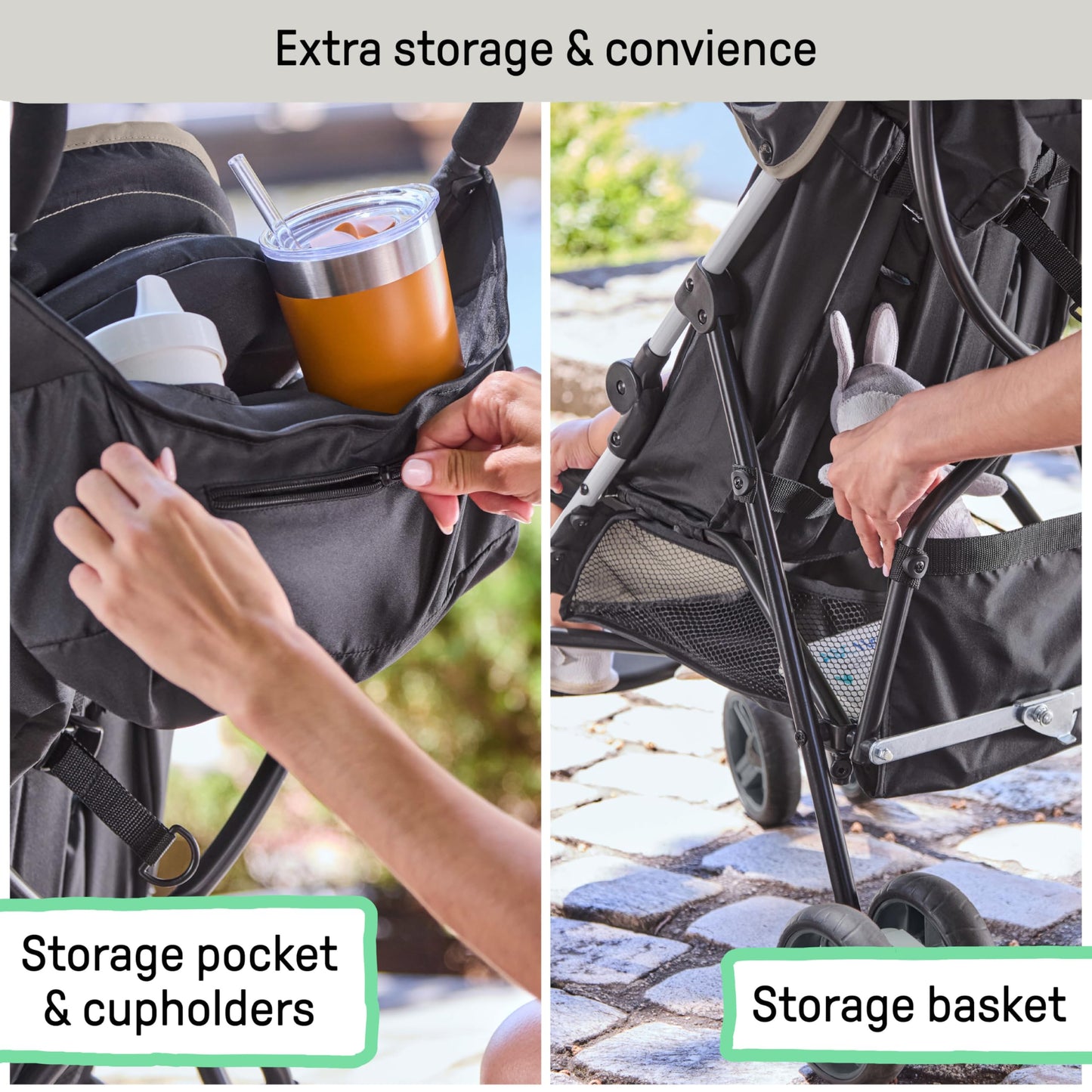 Summer by Ingenuity 3D Mini Convenience Stroller – Lightweight Stroller with Compact Fold, Multi-Position Recline, Canopy with Pop Out Sun Visor and More – Umbrella Stroller for Travel, Pink
