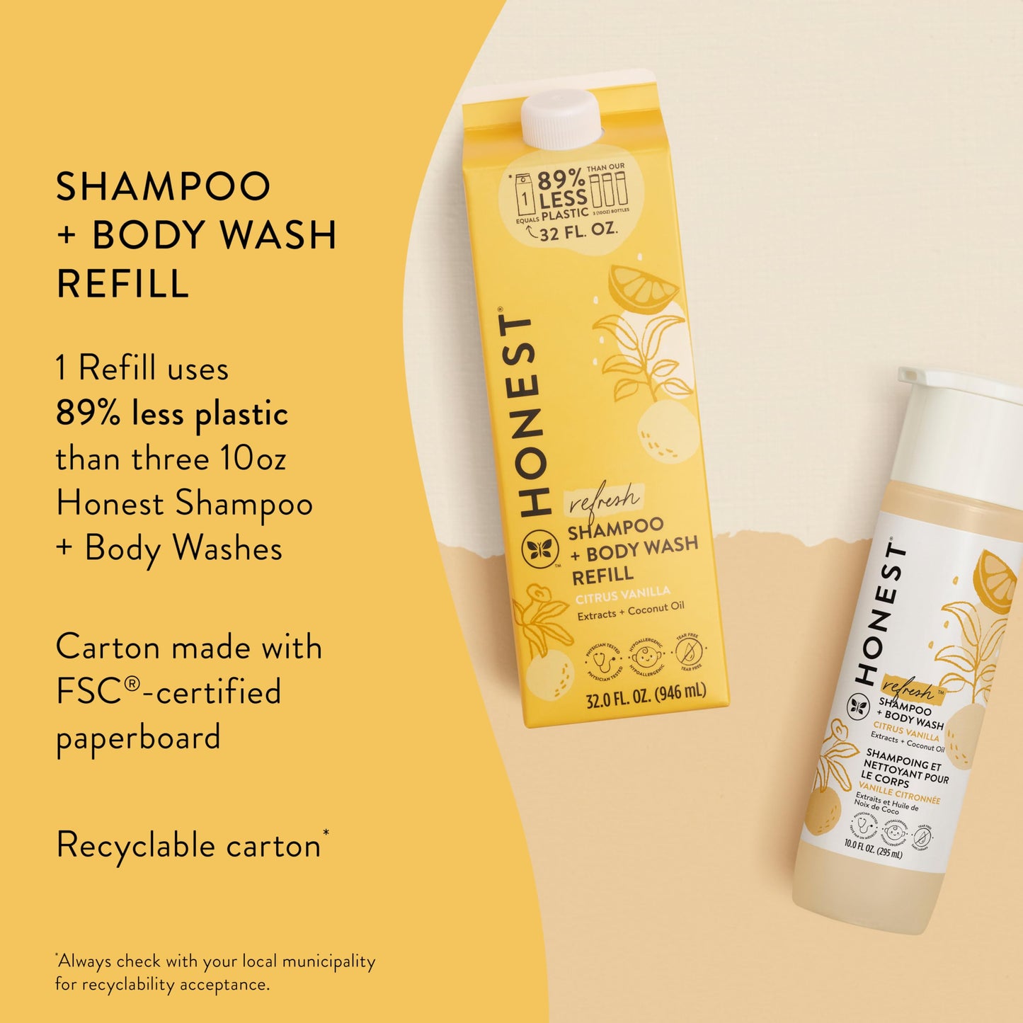 The Honest Company 2-in-1 Cleansing Shampoo + Body Wash for Sensitive Skin | Gentle for Baby | Naturally Derived, Tear-free, Hypoallergenic | Fragrance Free, 10 fl oz
