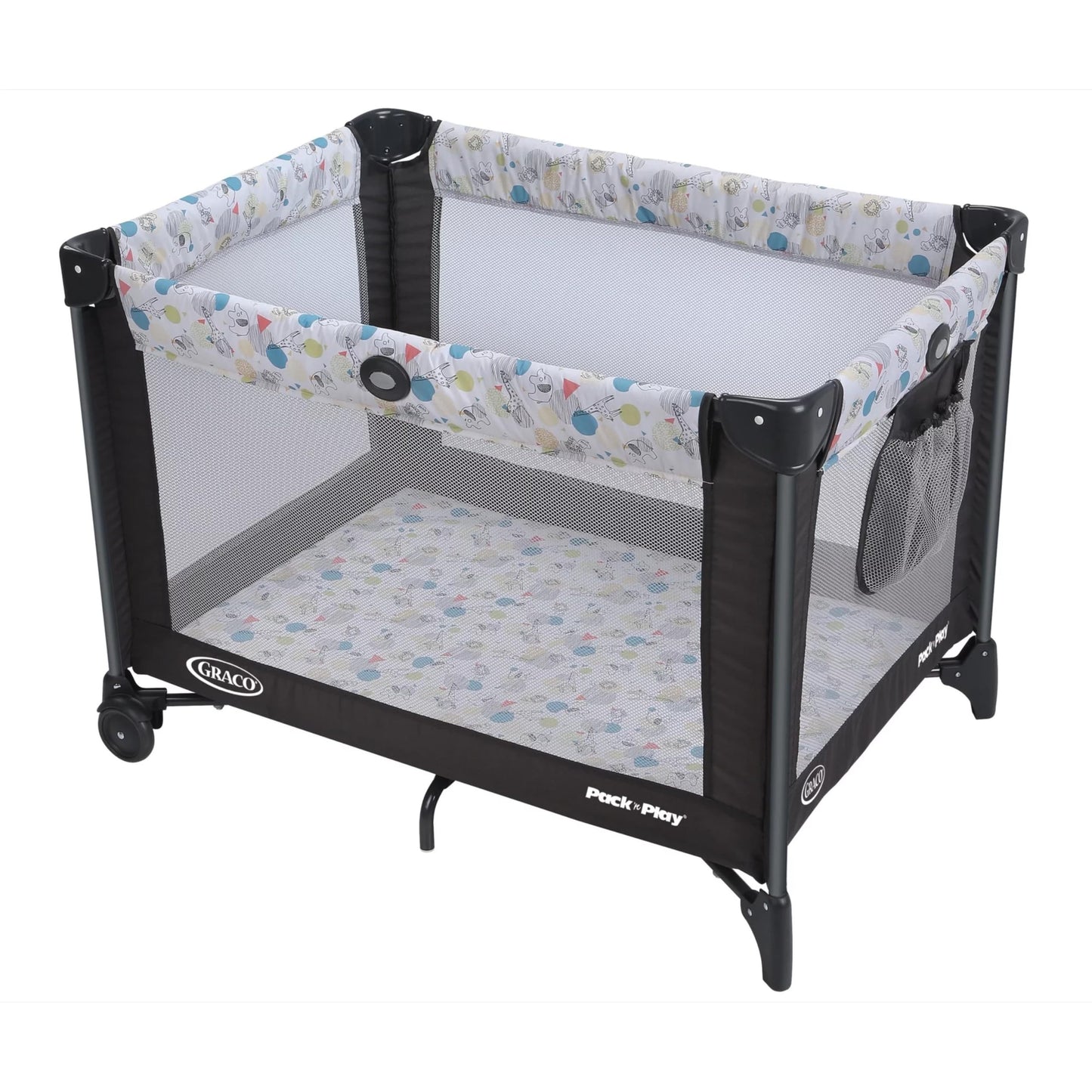 Graco On The Go Zip Pack ‘n Play Playard, Folding Playpen with Bassinet, Portable Crib, Reeves