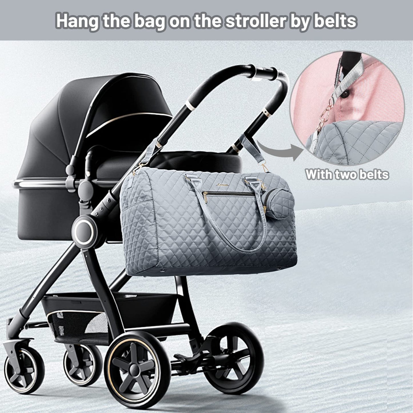 LOVEVOOK Diaper Bag Tote with Pacifier Case and Changing Pad, Large Capacity Mommy Bag for Hospital and Weekender Travel, Functional Baby Bag Newborn Baby Essential, Black