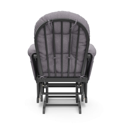 Storkcraft Premium Hoop Glider and Ottoman (Espresso Base, Gray Cushion) – Padded Cushions with Storage Pocket, Smooth Rocking Motion, Easy to Assemble, Solid Hardwood Base