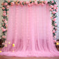 White Tulle Backdrop Curtain with Lights String for Parites 10×8ft Sheer Backdrop Curtains White Curtain Backdrop for Wedding Baby Shower Birthday Party Photo Shoot Decorations(2 Panels 10ft×8ft)