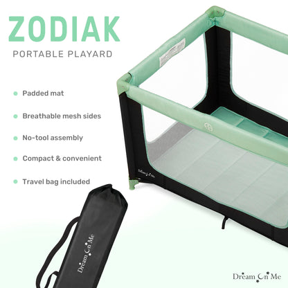 Dream On Me Zodiak Portable Playard in Navy, Lightweight, Packable and Easy Setup Baby Playard, Breathable Mesh Sides and Soft Fabric - Comes with a Removable Padded Mat