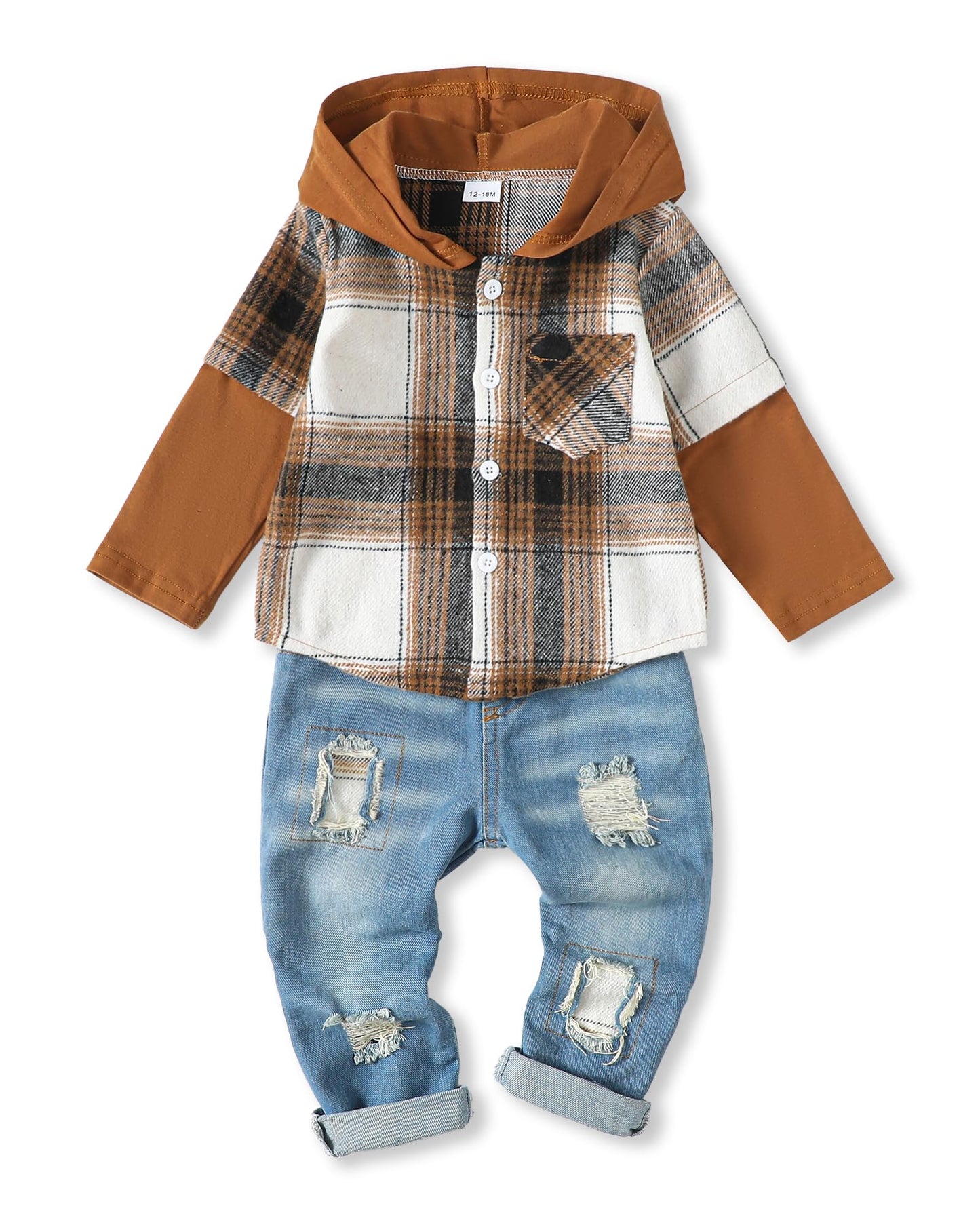 NZRVAWS Baby Boy Clothes Toddler Outfit Infant 6 12 18 24 Months2 3 4T Sweatsuit Ripped Jeans Fall Winter Clothing