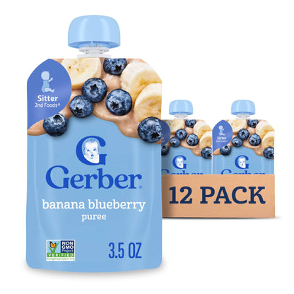 Gerber Baby Food Pouches, Toddler 12+ Months, Assorted Fruit Variety Pack, 3.5 Ounce (Set of 18)