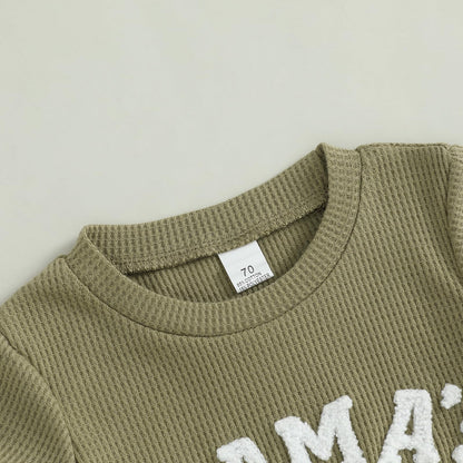 MERSARIPHY Newborn Baby Boy Summer Clothes Mama's Boy Little Dude Short Sleeve Romper Shorts Set Infant Waffle Knit Outfit