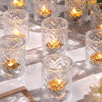 LAMORGIFT 12 PCS Blue Tealight Holders - Blue Votive Candle Holders for Wedding Party Decorations - Bulk for Wedding Reception, Bridal Shower, Baby Shower Party Decor