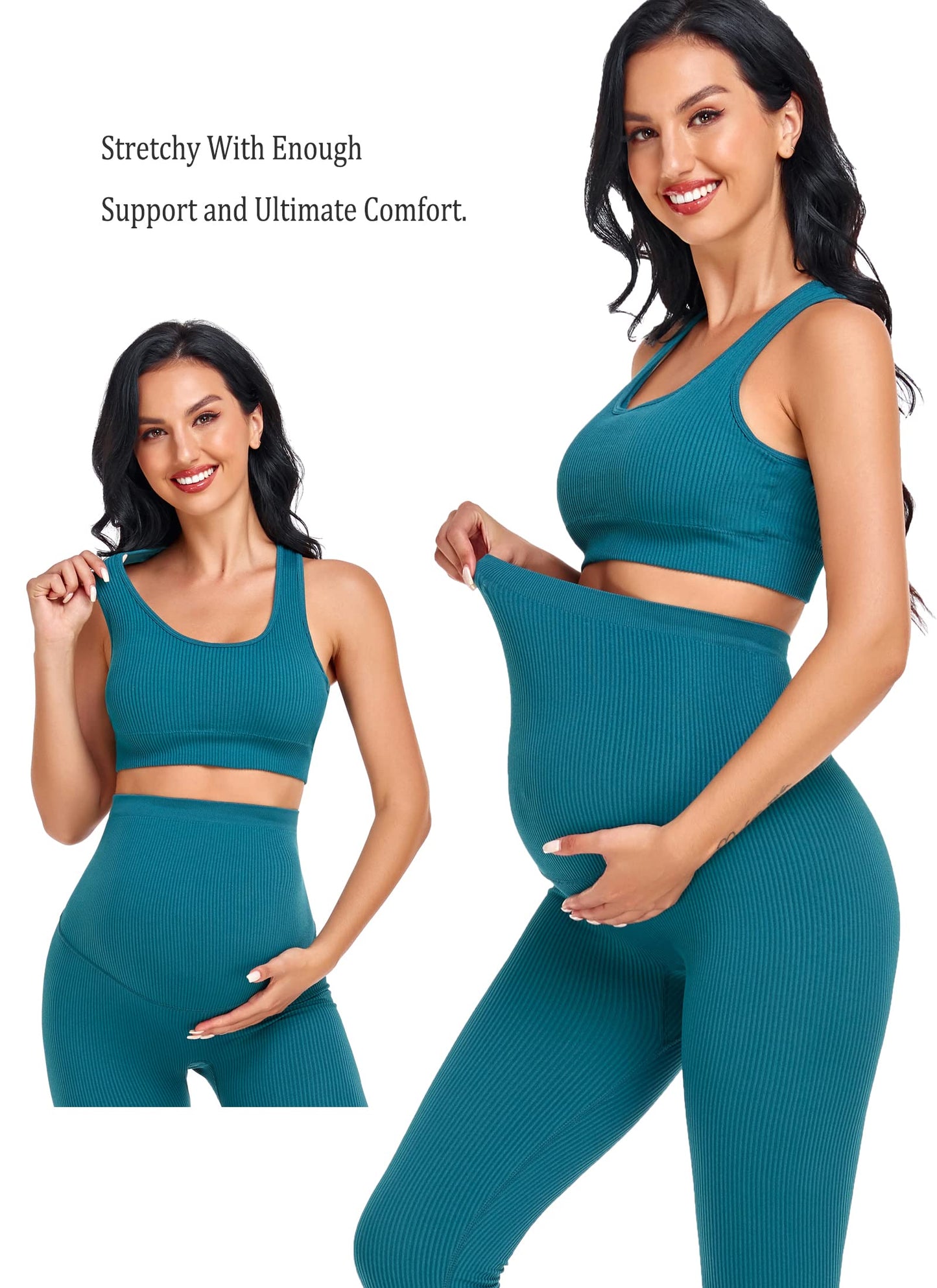 Women's Maternity 2 Piece Outfit Set - Bra & Shorts for Pregnancy - Yoga workout Lounge Wear Sets