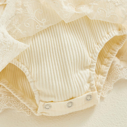 MERSARIPHY Newborn Baby Girl Boho Outfits Infant Lace Tulle Ruffle Bubble Romper Dress Jumpsuit Bodysuit Photoshoot Clothes