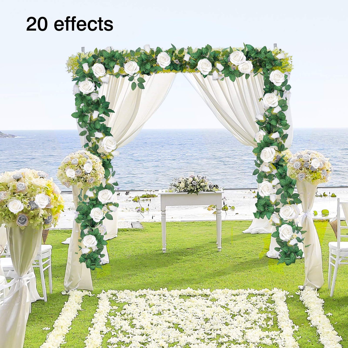 TELDRASSIL 4Pcs(26 FT) Artificial Rose Vine Fake Flower Garland Fake Silk Rose Hanging Vine for Wedding Party Background Arch Garden Background Decoration (Pink)