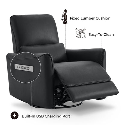 CHITA Power Recliner Chair Swivel Glider, FSC Certified Upholstered Living Room Nursery Reclining Sofa Chair with Lumbar Support, Linen