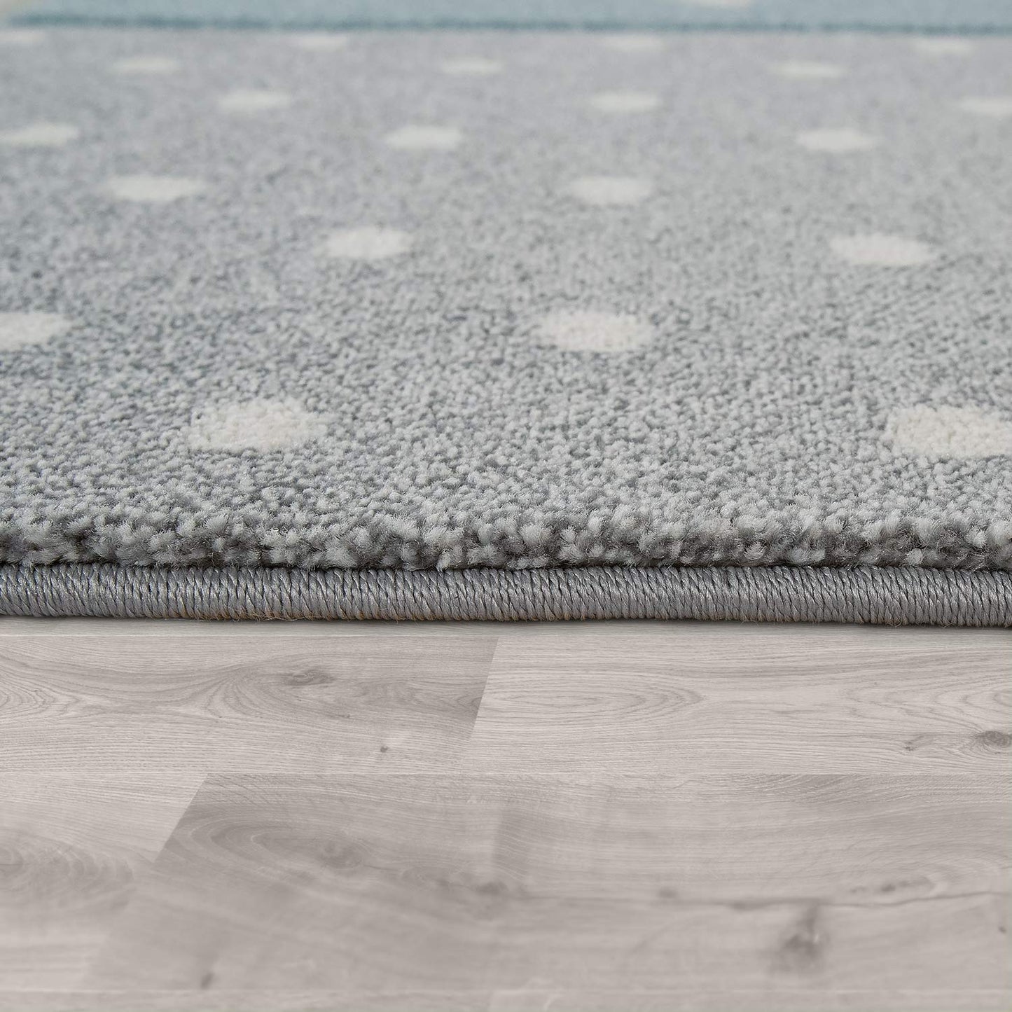 Paco Home Kids Rug for Nursery Checkered with Dots & Stars in Blue White Grey, Size: 3'11" Round
