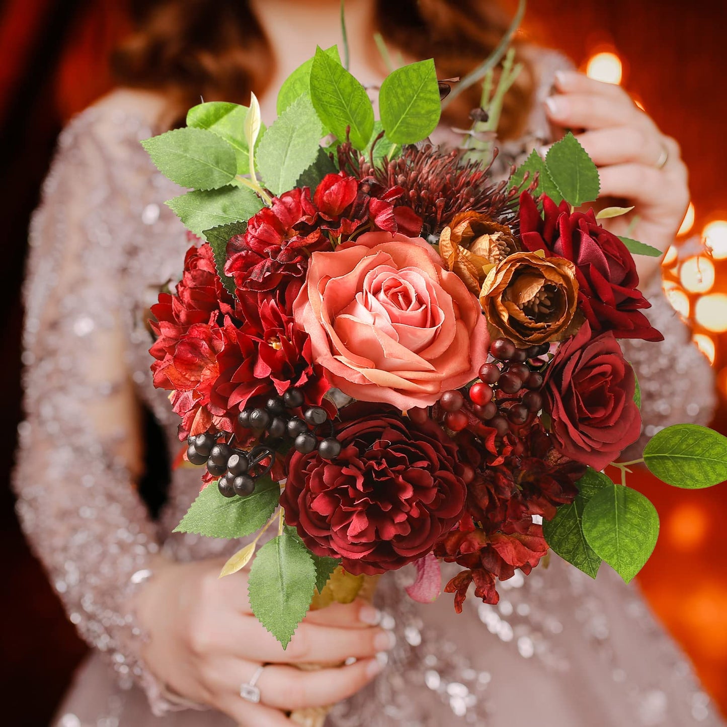 Artificial Flowers Combo for DIY Wedding Bouquets Combo Centerpieces Arrangements Party Bridal Baby Shower Home Decorations-Blush Pink