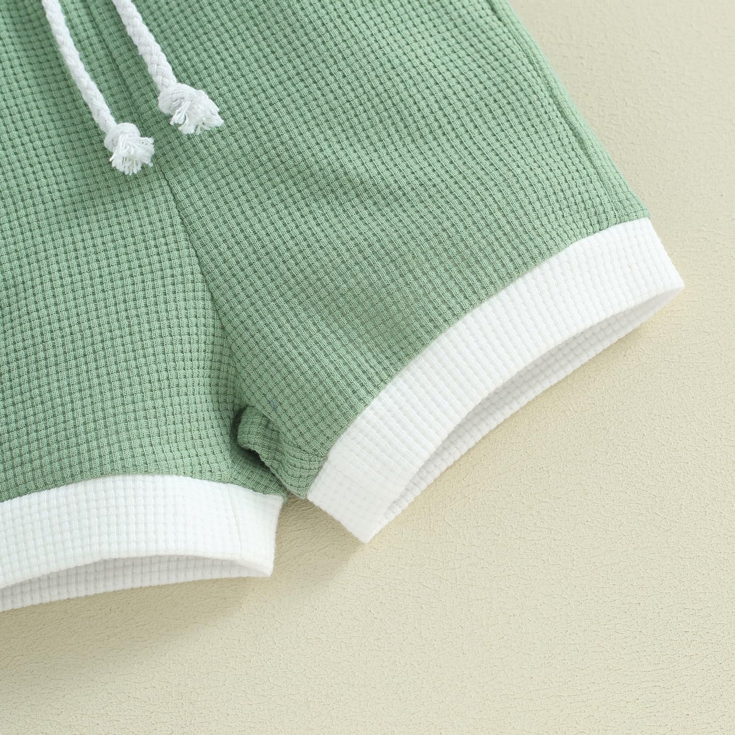 Kuriozud Newborn Baby Boy Summer Clothes Button Short Sleeve Romper Bodysuit Shorts Set Toddler Soft Waffle Outfit