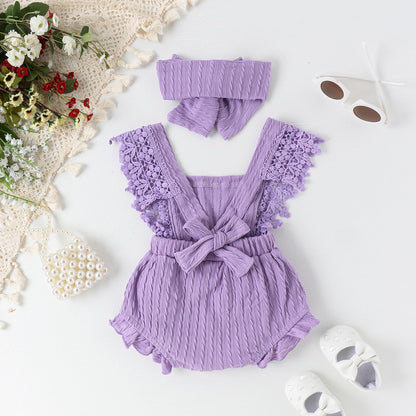 Douhoow Infant Baby Girl Plaid Romper Baby Short Sleeve Pleated Romper Bodysuit Summer Spring Outfits