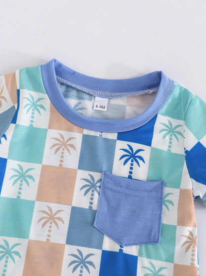 SUREPOCH Baby Boy Clothes Set Summer Toddler Short-Sleeve Shirt & Elastic Waist Shorts Set For Baby Boy Outfits